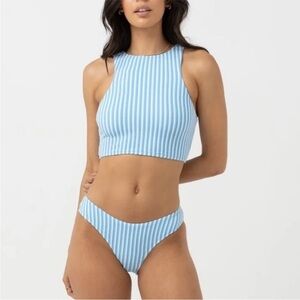 Rhythm Sunbather Blue Stripe Bikini Set Ocean